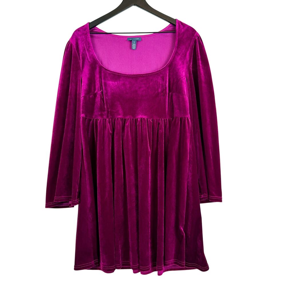 NWT ModCloth Womens Not Your Babydoll Anymore Velvet Mini Dress Pink - Size L